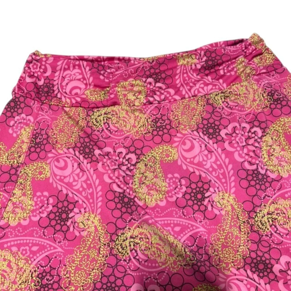 Tranquility Pink Paisley Skirt Y2k Style Knee length
